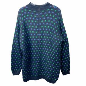 United Colors of Benetton 1/2 Zip Mohair Blend Fuzzy Sweater Vintage